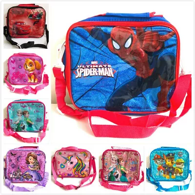 Kids Insulated Lunch Bag Pack Box Removable Shoulder Strap Bag Girls Boys • £8.99