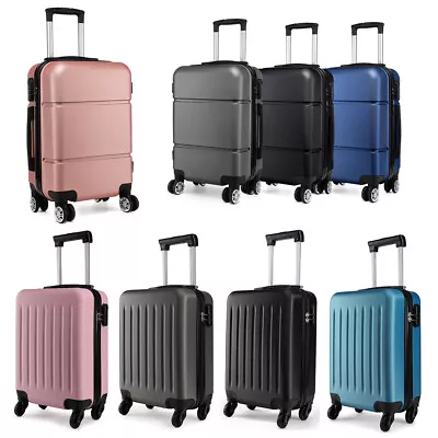 Small Suitcase Cabin Carry On Hand Luggage 4 Wheels Hard Shell Travel ABS Case • £24.99