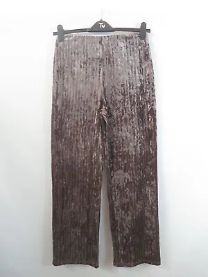 Saloos Light Brown Taupe Textured Velour Velver Elasticated Straight Trousers 14 • £9.99