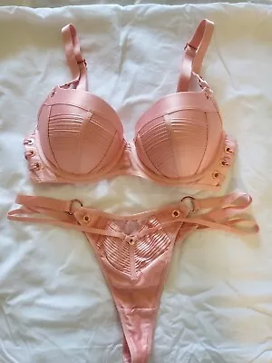 WORN ONCE -  Honey Birdette Jerry Pink Blush Bra Set 10D • $149