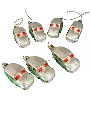 (7) VW Bug Volkswagen Beetle Blown Glass 3  Christmas Ornaments Pier 1  • $16.99