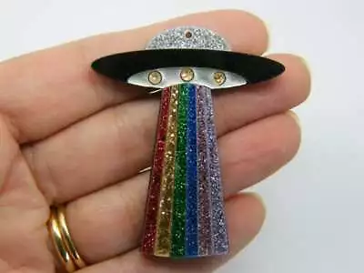 1 UFO Pendant Rainbow Black  Acrylic P114 • £2.30