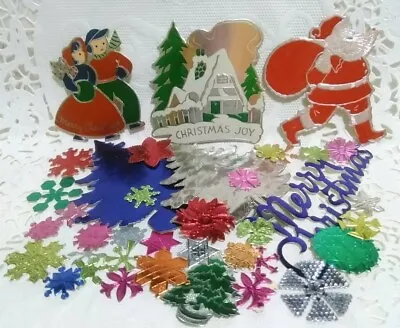 $24.95 • Buy Vintage Christmas Foil Seals Snowflakes Trees House Santa