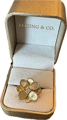 Marco Bicego® Petali Collection 18K Yellow Gold And Diamond Large Flower Ring • $1200
