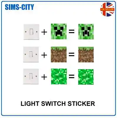 £5.99 • Buy Mine Block Retro Craft Style Light Switch Plug Socket Sticker Vinyl Creeper