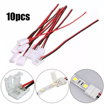 10x Led Strip Light Connector Smd 5050 5630/single 2 Wire 10mm Pcb Board Adapter • $17