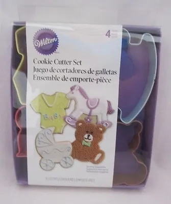 $16.99 • Buy Wilton Cookie Cutter Cutters Metal Set Lot Of 4 Baby Carriage Bear Horse Etc