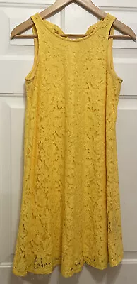 Eci NEW YORK Women’s Xs Yellow Lace Sleeveless Dress Lined Ties In Back • $12.90