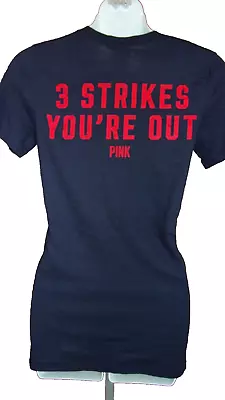 Women's Navy Blue V-Neck MLB Boston Red Sox T-Shirt Victoria's Secret PINK XS • $16.99