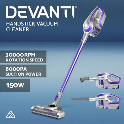 Devanti Handheld Vacuum Cleaner Stick Handstick Vac Cordless Bagless 150W Purple • $116.95