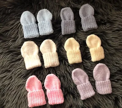 Hand Knitted Baby Mittens Preemie / Premature / Early Baby Up To 6 Months • £3.25
