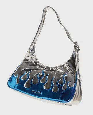 SILFEN Studio Thora Flame Shoulder Bag Metallic Blue + Silver Danish NWOT $120 • $5