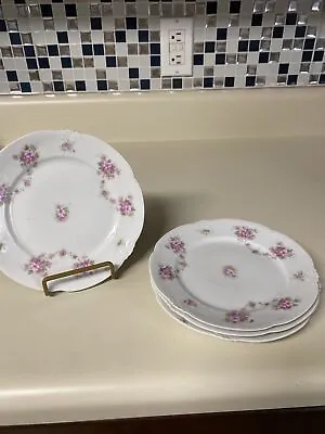HABSBURG CHINA AUSTRIA Floral Pink Flowers 7” Plate Set Of 4 Cottage Core • $5