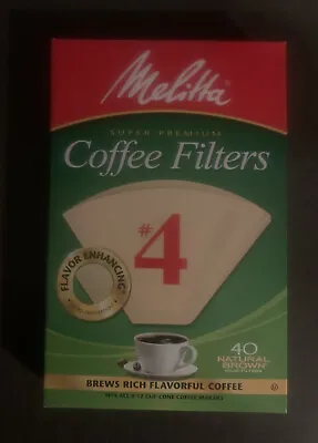 Melitta Super Premium Natural Brown Coffee Filters #4 Cone 40 Count • $8.99