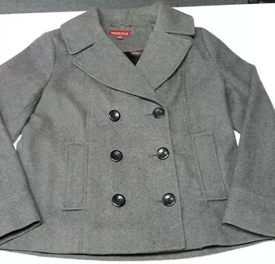 Merona Gray Wool Pea Coat Jacket Women's Size L Large • $31.99