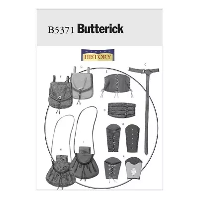 Butterick Sewing Pattern 5371 Misses' Men's Wrist Bracers Corset Belt & Pouches • £15.50