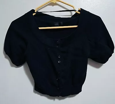 Mossimo Cropped Cardigan Short Sleeves Button Down Black XS • $9.99