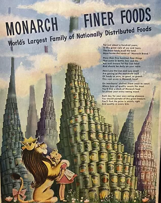 VTG 1948 Monarch Finer Foods Advertising Print Ad Lion King • $14.99