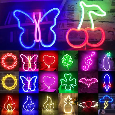 £12.19 • Buy USB/Battery LED Neon Sign Light Wall Hanging Kids Bedside Lamp Lighting Decor UK