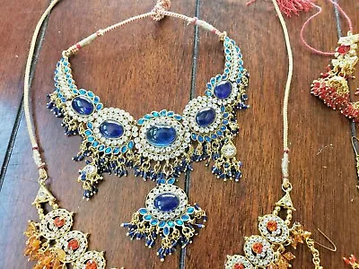 Traditional Bollywood Style Bridal Kundan Indian Necklace Earrings Jewelry • $39.99