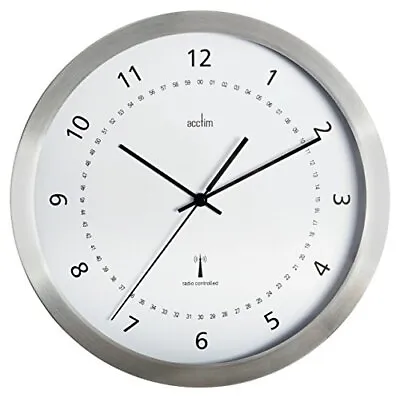 Acctim 74277 Kaava Radio Controlled Metal Case Wall Clock 12 InchSilver • £42.03