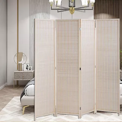 4 Panel 72  Room Divider Panel Bamboo Folding Privacy Divider Screen For Bedroom • $79.92