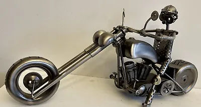 $79.99 • Buy Large 16” Scrap Metal Motorcycle Sculpture Steel Bike Nuts Bolts Chopper Art HD