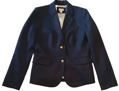 J. Crew Factory Women's 4 Blazer Navy Blue Suit Coat Schoolboy Wool Blend Jacket • $24.75