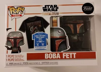 Funko Pop! & Tee: STAR WARS The Mandalorian BOBA FETT (Metallic) T-shirt Size XL • $18