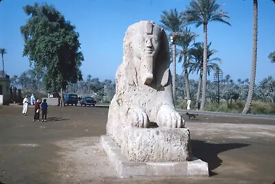 1965 Alabaster Sphinx Of Memphis Stone Carving Egypt Vintage Kodachrome Slide • $10