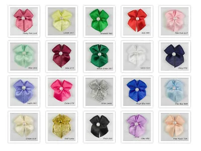 Satin Ribbon Bows With Pearl Bead 15 50 Or 100 • £11.38