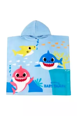 Official Baby Shark Hooded Poncho Towel Boys Girls Kids Ages 1 2 3 4 5 6 • £8.99