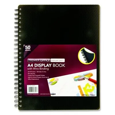 A4 Display Book Storage Folder 50 Clear Pockets Office Presentation Book File UK • £7.99