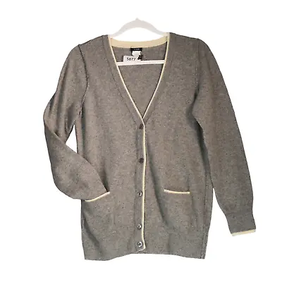 J Crew Cardigan Sweater Womens L Gray Wool Cashmere Blend Pockets Soft Warm • $27.77