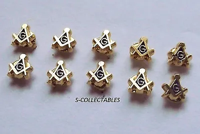 ( 10x ) TINY Masonic 5mm Pin Badge / Gold Plated Square & Compass G Lapel Gift • £13.99