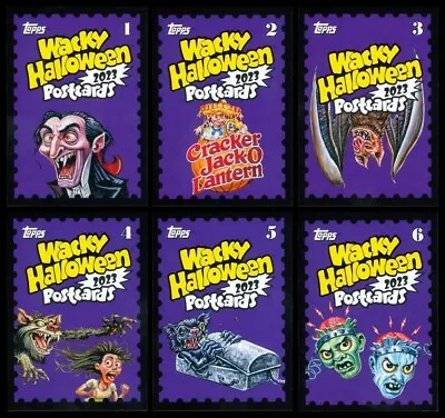 2023 Topps Wacky Packages Halloween Postcards Stamps 6 Insert Sticker Card Set • $34.99