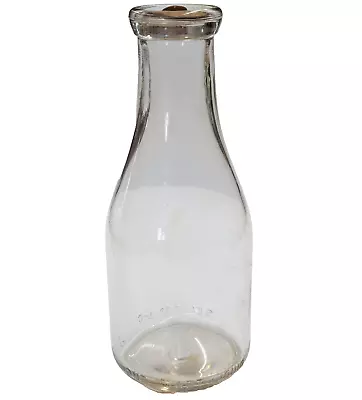 Vintage Milk Bottle 1 Quart Glass Jar Cardboard Lid Impression Sealed 52 L-C • $14.97