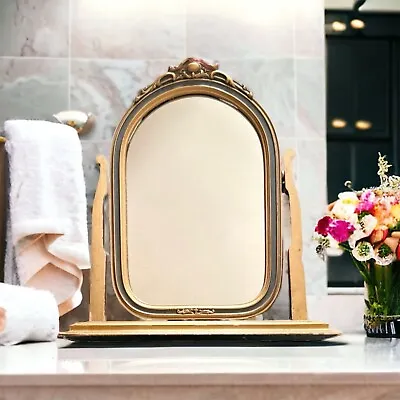 Antique Shaving/Vanity/Dresser Top Freestanding Gilded Wooden Frame Mirror • $34.95