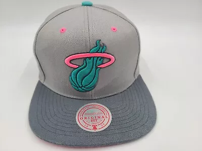 Miami Heat Mitchell & Ness Snapback Hat Cap Vice Men Women NBA Gray Blue Pink • $34.99