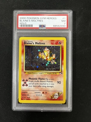 $69 • Buy PSA 7 Pokemon Gym Heroes Unlimited Holo Rare Blaine's Moltres 1/132 NEAR MINT!!