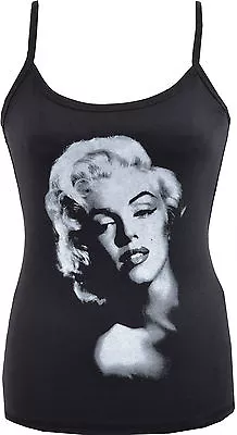 LADIES BLACK VEST TOP MARILYN MONROE ICONIC 50s PIN-UP VINTAGE GLAMOUR S-2XL • $23