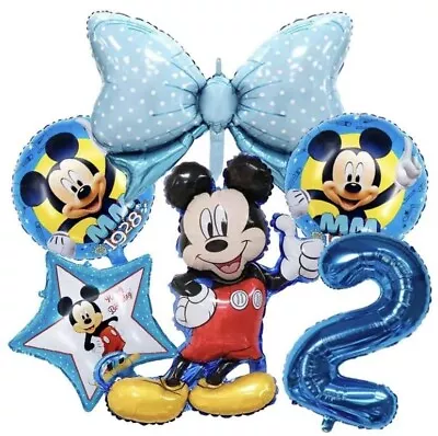 Mickey Mouse 2nd Birthday Boys Blue Balloon Set Party Decorations Age 2 Kids • £7.99