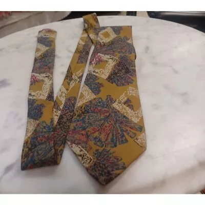 Mens 100% Silk Tie Alta Moda Montebello Made In Italy Gold W/Copper Color • $9