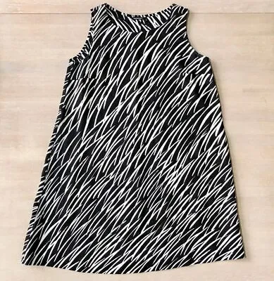 Vintage MARIMEKKO Shift Dress Black And White A-line Linen Dress Size 40 • $140.05