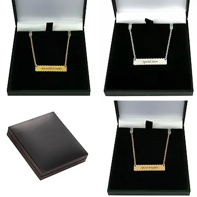 Personalised Bar Necklace With Engraving Rose Gold Gold Or Silver Gift Boxed • $29.70
