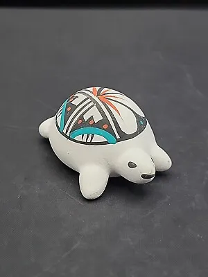 Acoma Pottery Miniature White Turtle Figurine Hand Painted Native American Art • $14.90