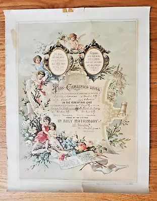 Antique 1889 Marriage Certificate Garden City Kansas • $29