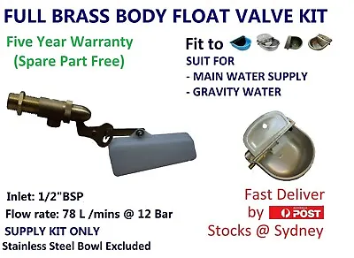 Float Valve Solid Brass 1/2 - Water Trough Horse Dog Cattle Automatic Bowl Tank • $17