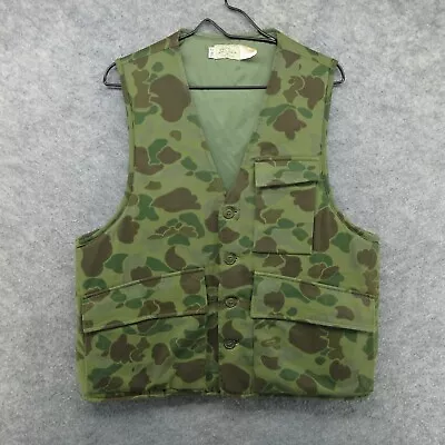 VTG LL Bean Vest Mens Large Green Camo Padded Heavy Hunting 50s 60s Outdoor • $129.99