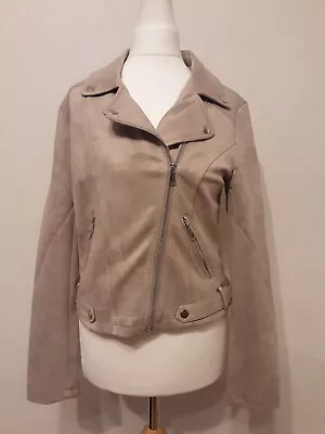 Bnwt Ladies Select Suedette Biker Jacket Mink Size 6 • £8